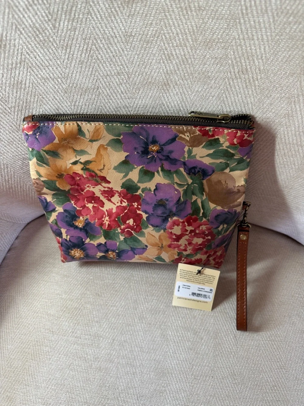 Patricia Nash Floral Fold-Over Leather Wristlet Clutch - Multi